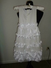 Bonnie Jean Girl's White Sleeveless Polyester Dress Sz 7