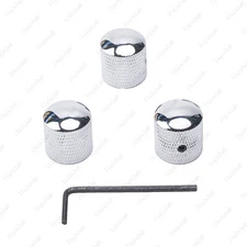 3 Pcs Silver Set Screw Chrome Metal Guitar Dome Knobs for Strat or Bass Knob