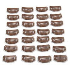 20pcs Metal Snap Clips for Hair Extensions DIY Clip in Light Brown -20 Pieces