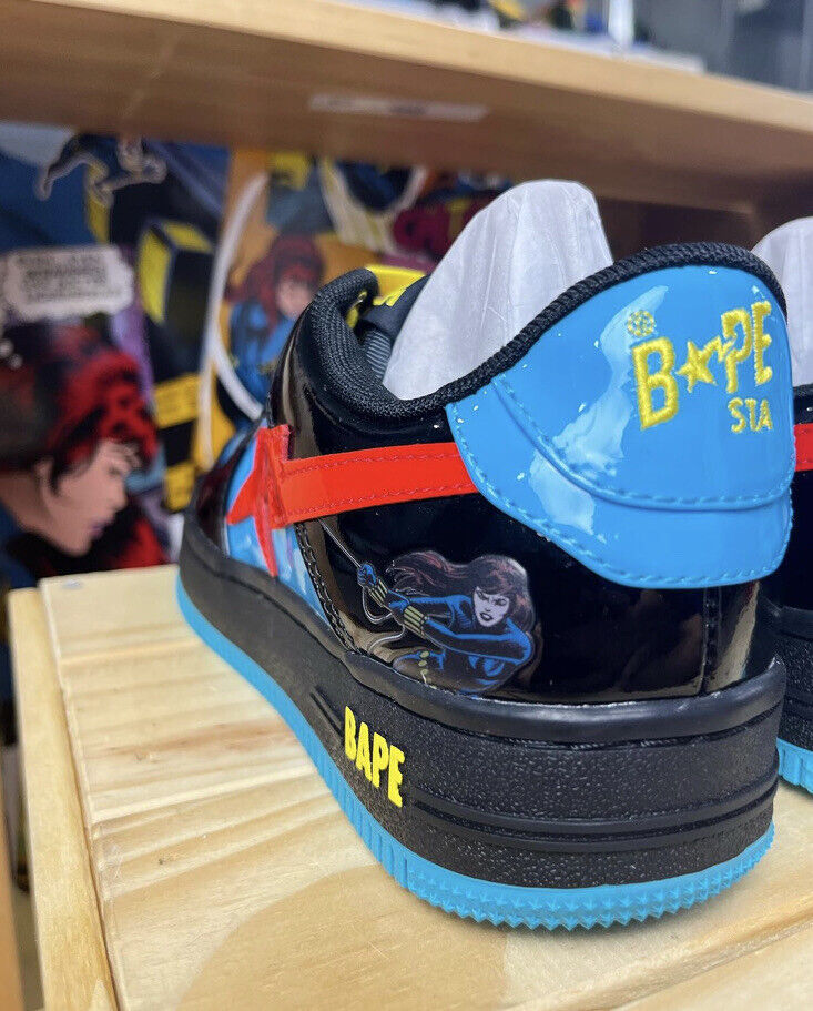 DS 2022 A Bathing Ape x Marvel Black Widow Black Blue Patent DS 2022 A Bathing Ape x Marvel Black Widow Black Blue Patent