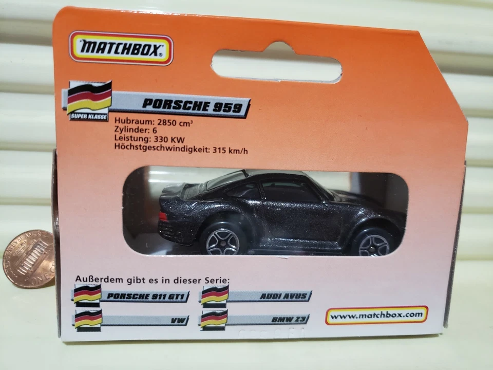 Matchbox 1998 #17 Dark Metallic Gray PORSCHE 959 *GERMAN Issue + GERMAN Box NIBx - Image 3 of 4