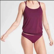 Athleta Cross Back Tankini Swim Tank NWT Plum Purple 34 B/C Underwire