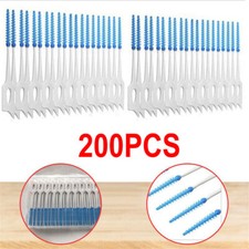 200Pc Dual Toothpick Oral Interdental Cleaner Teeth Floss Dental Gum Brush Set 