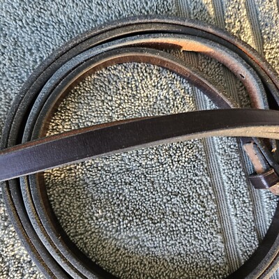 BEVAL English Plain Leather Reins 1/2'' W X  54'' L - Perfect For Double Bridle