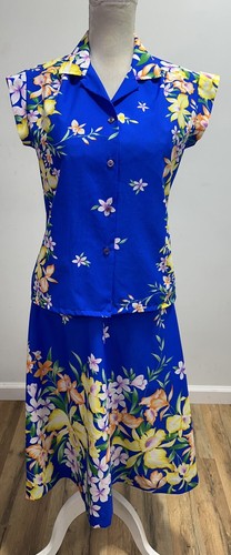 Vintage Hilo Hattie’s Blue Tropical Hawaiian Dress & Top Set Size Medium 12 - Picture 9 of 23