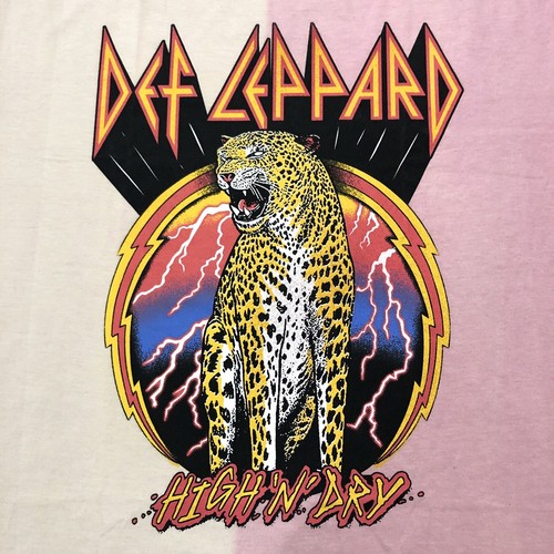 Camiseta Def Leppard Talla Grande Rock Retro Tostado Rosa Tie-Dye