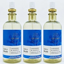 3 Bath & Body Works Aromatherapy Simply Relax LAVENDER VANILLA Oils Mist 5.3 oz