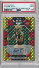 JAYDEN REED 2023 Mosaic #333 Auto Fusion Red & Yellow Choice Rookie Auto PSA 9