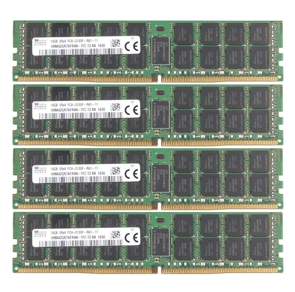 DDR4 64GB RAM SK Hynix 4x 16 GB 2RX4 PC4 2133P-RB1-11 REG-ECC DIMM Server Memory - Image 2 of 4