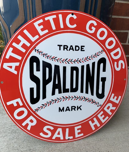 Vintage Style Spalding  Ball Sporting Goods  Steel Quality Heavy  Sign
