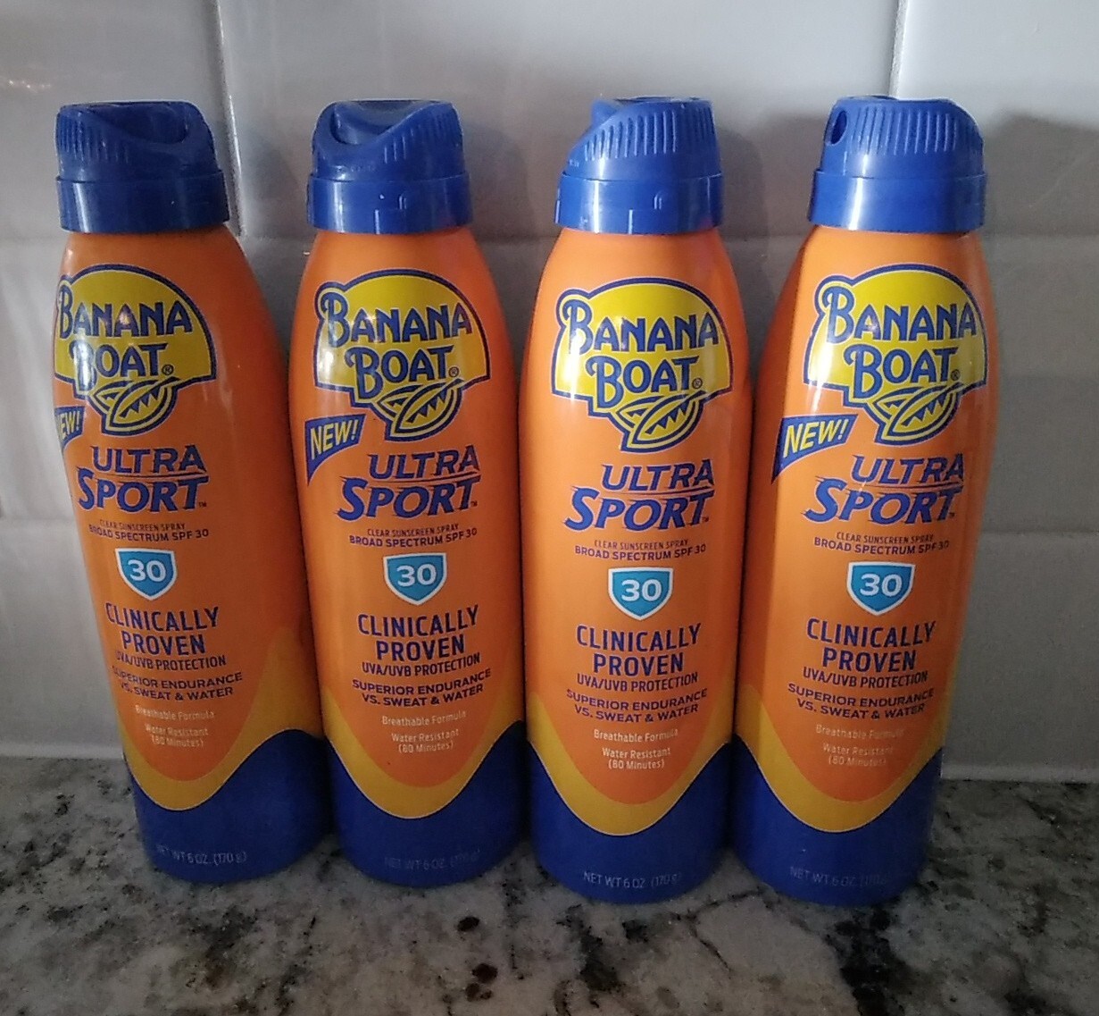 4 Pack Banana Boat Sport Ultra SPF 30 Sunscreen Spray 6oz