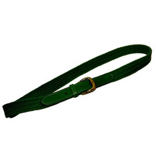Vintage Women Belt Green Elastic And Leather Adjustable Strech Woven 1" Wide