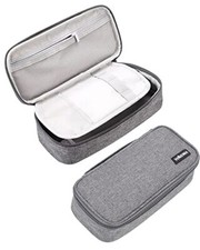 Pencil Case,Large Capacity Pencil Pouch,Aesthetic Zipper Pencil Box, Back Grey