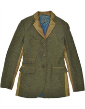 Etro Womens 3 Button Blazer Jacket It 42 Medium Khaki Colourblock Wool Ad10