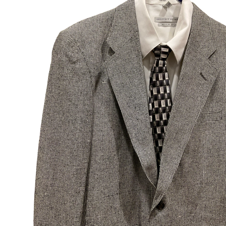 Abrigo deportivo de seda 40R Davis & Squire Blazer Traje Chaqueta Negro Blanco Pata de gallo Foto 2 de 4