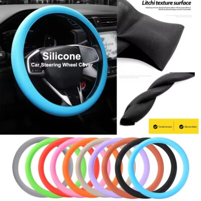 MELIVO Auto Car Silicone Steering Wheel Cover Non-Slip Thin Grip Grey For 13 16 5 Inch - Foto 8