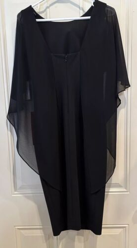 Abito tubino donna Calvin Klein crepe manica mantello nero taglia 2 nuovo con etichetta zip dietro - Foto 11 di 22