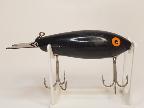 Wood Bomber Vintage Diving Crankbait Fishing Lure 2 1/2" Body, Solid Black - Picture 2 of 7