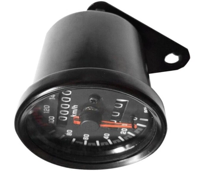 Marcador clásico odómetro velocímetro negro analógico Universal para moto - Imagen 3 de 4