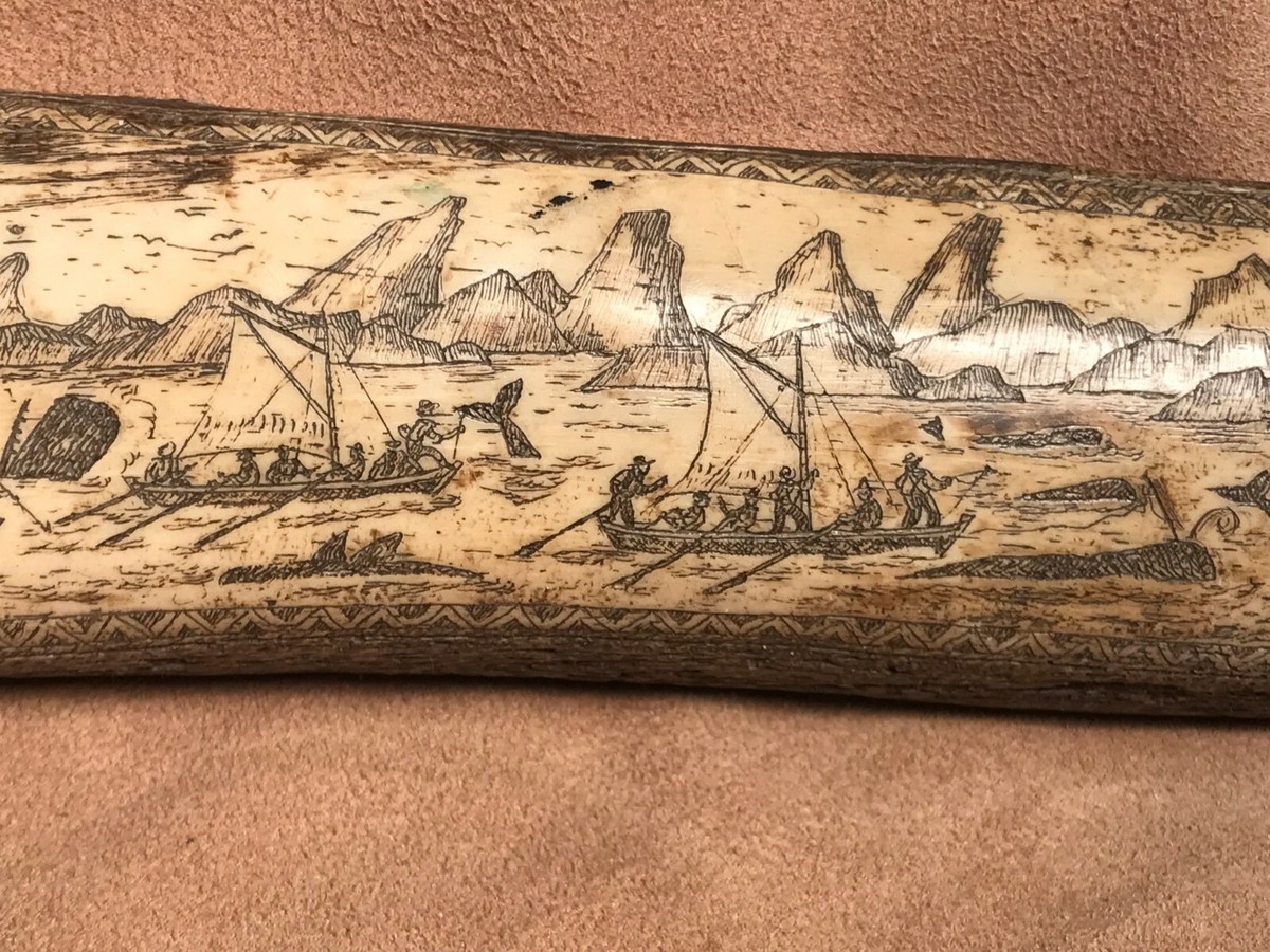 Fine scrimshaw resin faux of 18th C. whale hunting scene resin whale bone 16" | eBay Fine scrimshaw resin faux of 18th C. whale hunting scene resin whale bone 16" | eBay