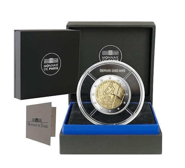 FRANCE 2023 2 Euro coin Rugby World Cup Proof BE IN BOX + COA