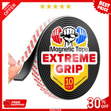 Super Sticky Magnetic Tape 10ft x 1/2in Strong Magnet Strip Adhesive NEW