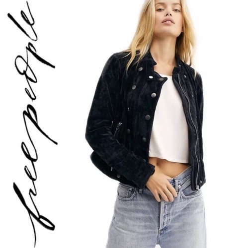 Free People We The Free Velvet Moto Jacket Dusk Til Dawn ~ Navy ~ Gr. XS - Bild 1 von 13