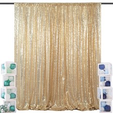 4x7ft Light Gold Sequin Backdrop Curtain Fabric Wedding Party Decor Setup
