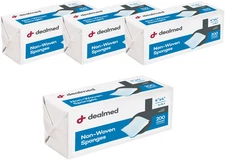 Dealmed Non-Woven Gauze Sponges - 4-Ply, 4" X 4" All-Purpose Non-Sterile Absorbe