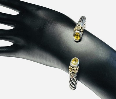 Designer Samuel Benham BJC Sterlingsilber & 14k Gold Citrin Armreif Armband