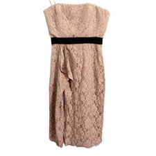 BCBGMAXAZRIA Strapless Lace Cocktail Dress Black Ribbon Detail Size 4