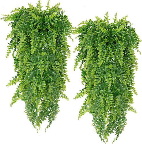 2pcs Faux Hanging Persian Grass Boston Persian Fake Ivy Ferns Vines, UV Resis...