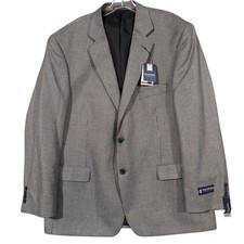 Stafford Essentials Mens 46R Classic Fit Sport Coat Blazer Houndstooth Gray NWT