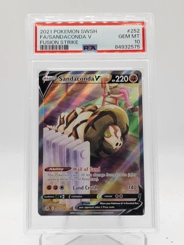 SANDACONDA V 2021 POKEMON FUSION STRIKE FULL ART #252/264 PSA 10 Q0895