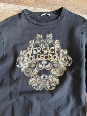 Versace Collection authentic black fleece silver gold logo sweatshirt Large