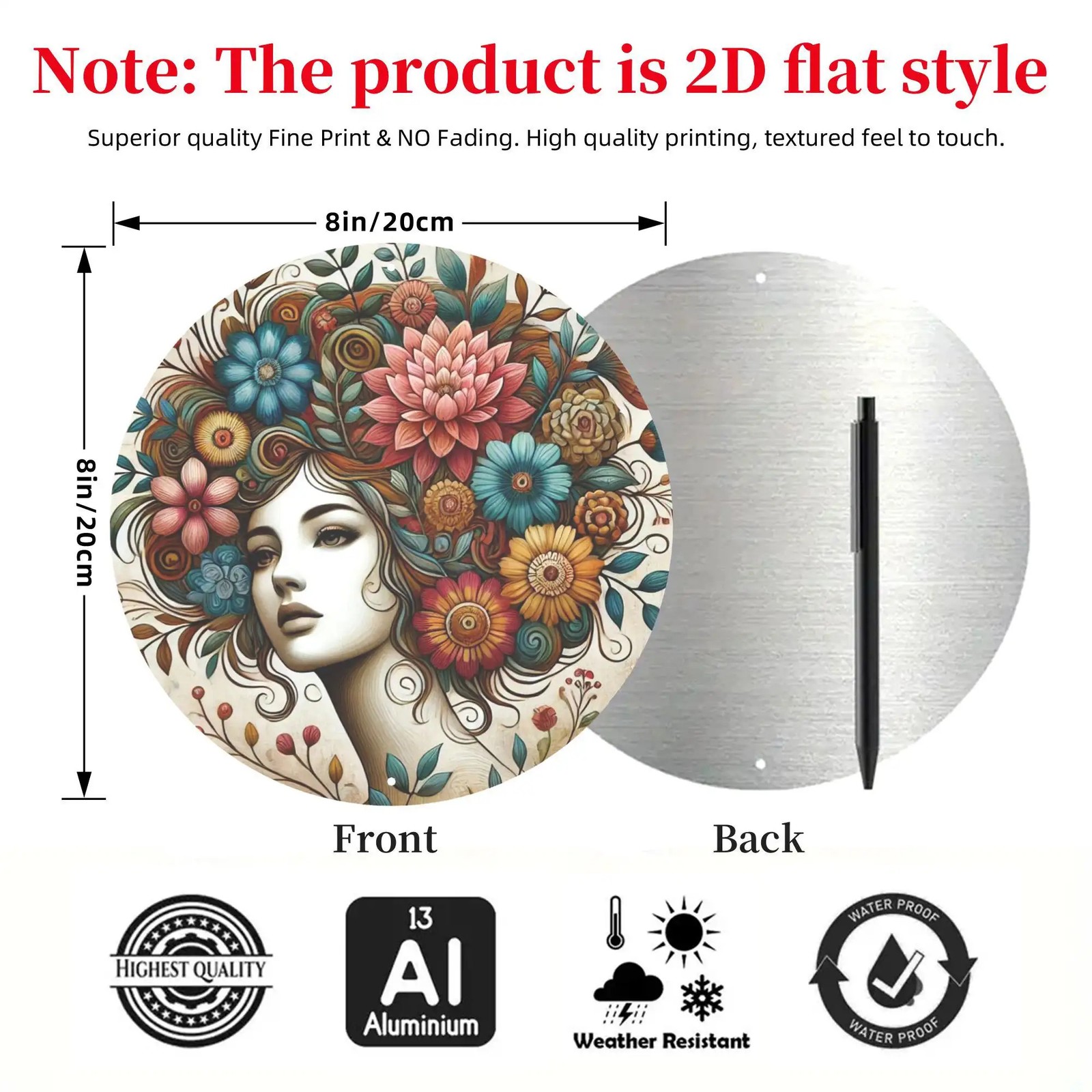 Humorous Retro Floral Round Aluminum Wall Art