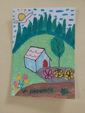 Expressionism House Original Painting 3.5x2.5 Aceo  Collectible  