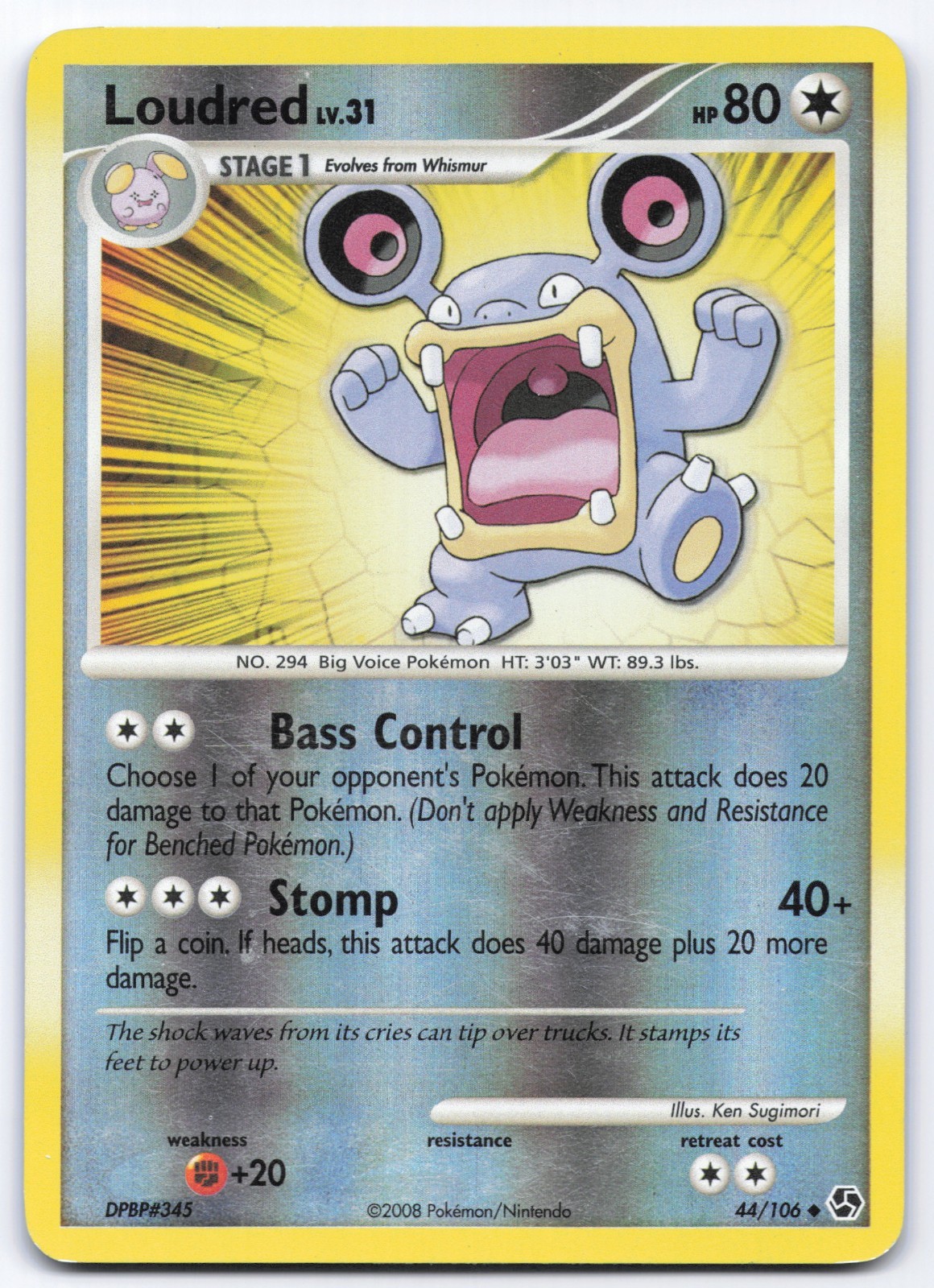 Loudred 44/106 Great Encounters Reverse Holo Pokemon Card