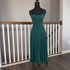 Reformation Jeans Rou Knit Scoop Neck Pockets Emerald Green Flare Dress XS