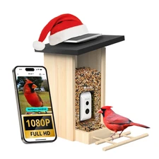 Birdfy Smart Bird Feeder Camera Watching Solar Panel Wood Motion Detector Wal