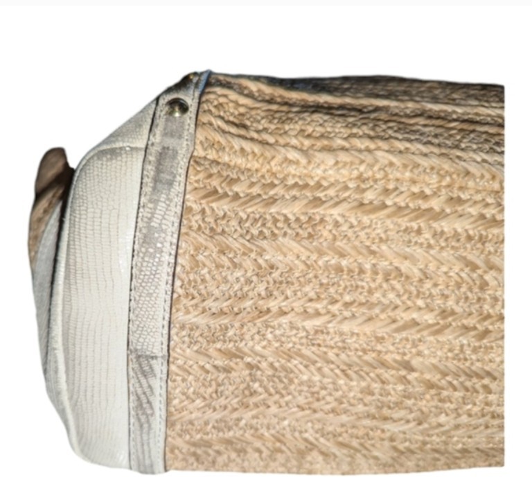 Authentic COACH ALEXANDRA Python STRAW TOTE BAG F… - image 4