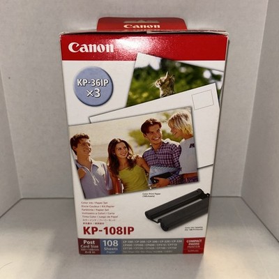 Canon KP-108IP (3) KP-36IP Color Ink Cartridges with 108 4''x6'' Post Cards