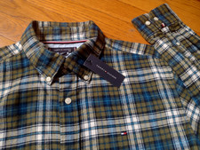 NWT,  80. MSRP, Men's Tommy Hilfiger 100 Cotton Plaid Flannel Shirt