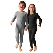 2 Pack Thermal Underwear Set Waffle Knit Base Layer Boys Girls Unisex Long Sl...