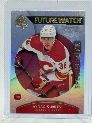 2025-26 SP Authentic Future Watch Spectrum FX Aydar Suniev Rookie #S-59 Calgary