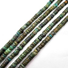 Natural Turquoise Disc Heishi Beads 8x3-9x6mm , Green Blue Brown Gemstone 16"
