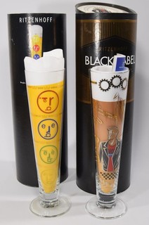 2x schöne RITZENHOFF BLACKLABEL BIERGLÄSERS Bar Deko Sammler Sonderedition