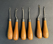 Lot Of 6 Latch Hook Rug Making Tool Wood Handle Made in England