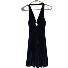 Wild Fable Womens Black Halter Dress Size Medium Shimmer Mini