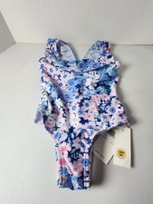 NWT Angel Season Girl s One Piece Floral Swimsuit - Size 2T - UPF 50